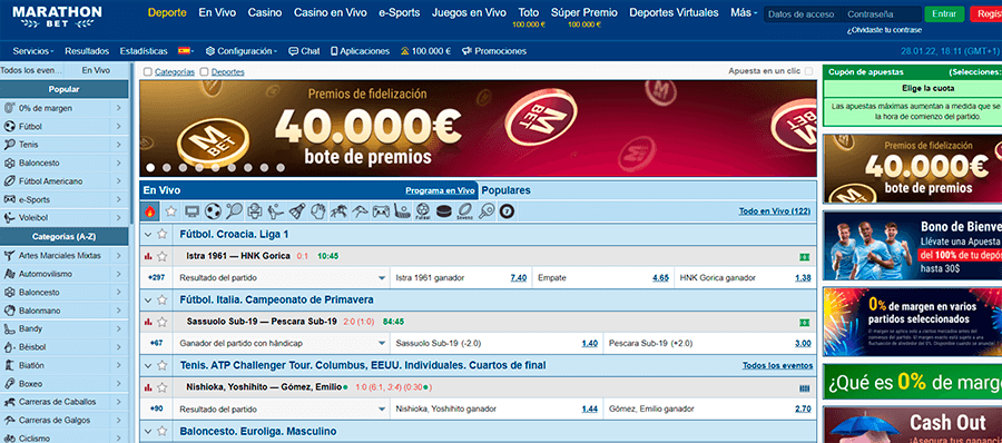 Imagen interativa deportes en marathonbet méxico